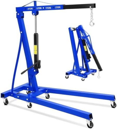 2 Ton Foldable Engine Hoist Cherry Picker Hydraulic Crane 6 Steel Casters by Maxsa+Innovations