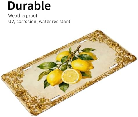 Lemon Golden Retro Floral Front License Plate 6" * 12" for Women