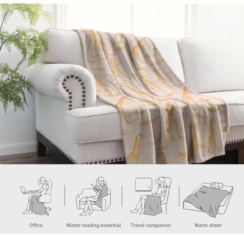 Jekeno Giraffe Throw Blanket Gifts for Giraffes Lovers Kids 80"x60" - Image 3