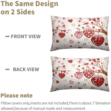Valentines Day Pillow Covers 12x20 Set of 2 Love Throw Pillow Covers Red Heart Pillowcase Linen Decoration Farmhouse Holiday Cozy Soft Cushion Case Couch for Indoor Outdoor Home Decor - Image 6