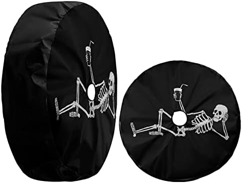 KiuLoam Funny Skeleton Human Spare Tire Cover with Backup Camera Hole Universal Sunscreen Waterproof Wheel Covers for Trailer RV SUV Truck and Many Vehicles (14" for Diameter 23"-27")