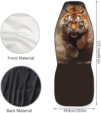 Tiger 2 Pcs/Set Car Seat Covers, 3D Vivid African Jungle Animal Car Seat Cover for Trucks Sedan SUV, Running Bengal Tiger Automotive Interior Protector Set