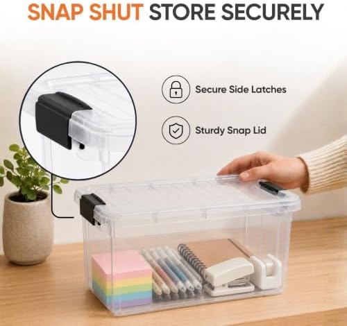 Superio 1.4 Quart Mini Clear Plastic Storage Container with Lid, Stackable Small Organizer Box for Crayons, Art Supplies, Beads, Sewing, Stationery & Food Storage, 12 Pack - Image 6