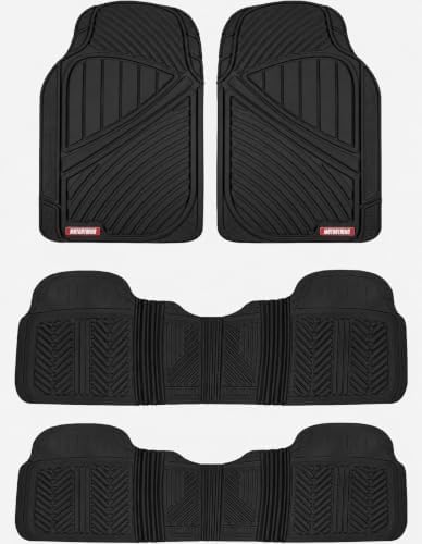 Motor Trend 3-Row Rubber Floor Mats & Liners for Car SUV Van 7 Seater, 6 Seater, 8 Seater 3rd Row Car Floor Mats Heavy Duty All Weather Full Interior Protection, FlexTough Avanced Performance