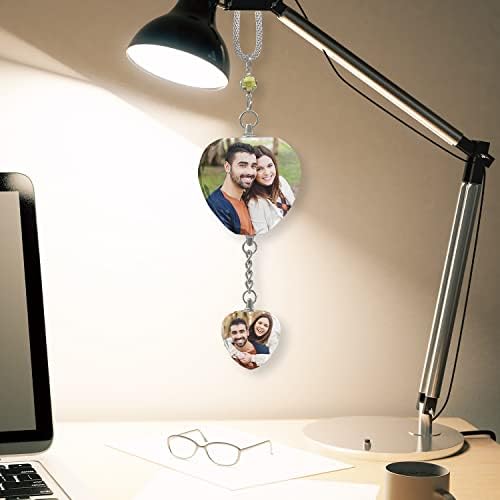 Personalized Ornament - Photo Car Hanging Rearview Mirror Charm, Heart-Shaped Custom Charm Memorial, Office Decoration Pendant - Image 5