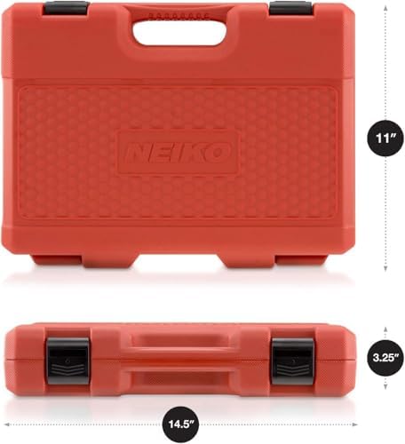Neiko 02447A 1/2" Drive Master Impact Socket Set, 32 Piece Shallow Socket Assortment | Standard SAE (3/8-Inch to 1-1/4-Inch) and Metric (10-32 mm) Sizes | Cr-V Steel - Image 5