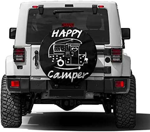 Delerain Spare Tire Cover with Backup Camera Hole Happy Camper Wheel Covers Waterproof Dust-Proof UV Sun Universal Fit for Jeep Trailer RV SUV Truck (17 Inch for Diameter 31"-33") by Delerain