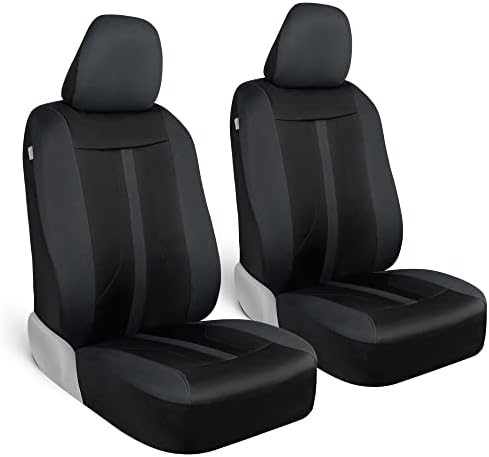 Motor Trend (2) Car Seat Covers for Front Seats with (2) Trimmable Car Floor Mats – Universal Fit Auto Accessories for Cars, Trucks, SUVs, Vans – Interior Protection and Vehicle Interior Shield Combo