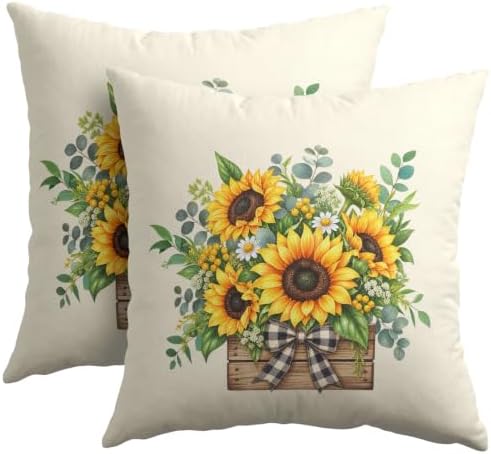 Fall Floral Pillow Covers 20x20 Set of 2 Sunflower Highly Absorbent by Unknown