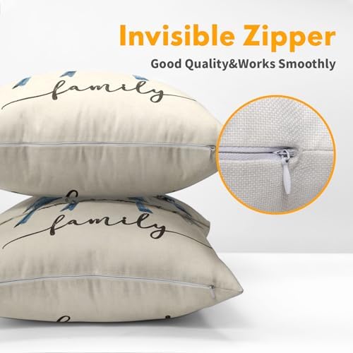 Sweet Home Blue Bird Family Pillow Covers 20x20 Inches Watercolor Throw Pillow Case Set of 2 Spring Summer Pillows Cotton Linen Cushion Cover for Home Couch Sofa Livingroom - Image 3