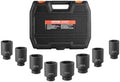 VEVOR Axle Nut Impact Socket Set - 1/2" Drive Deep 6-Point 8-Piece SAE Spindle Nut Socket CR-MO Heat Treated Large Socket Set with Storage Case for Auto Repair, Removing or Installing Axle Nuts by VEVOR