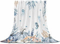 DecorLovee Blue Coastal Fall Blanket 50"x60", Reversible Pumpkins Thanksgiving Throw Blanket for Couch/Bed, Botanical Starfish Lightweight Soft Throw Blankets for Women, Warm Fuzzy Blankets for Winter by DecorLovee