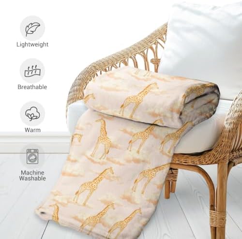 Jekeno Giraffe Throw Blanket Gifts for Giraffes Lovers Kids 80"x60" - Image 4
