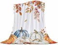 DecorLovee Orange Blue Thanksgiving Fall Blanket 50"x60", Reversible Pumpkins Throw Blanket for Couch/Bed, Autumn Botanical Lightweight Soft Throw Blankets for Women, Warm Fuzzy Blankets for Winter by DecorLovee