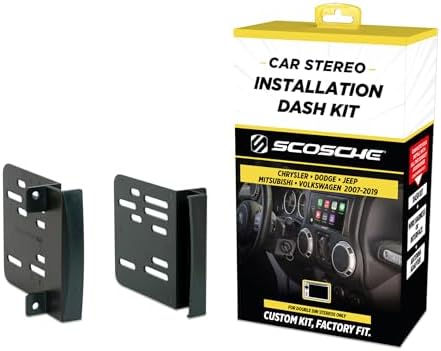 Scosche CR1291B Double DIN Radio Install Dash Kit Compatible with Select 2007-19 Chrysler, Dodge, Jeep, Mitsubishi and VW Vehicles - Car Stereo Install Kit - See Fit Guide in Images to Verify Vehicle