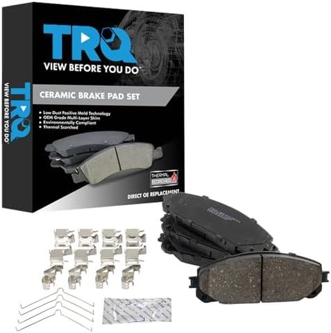 TRQ Front Brake Pads Ceramic Hardware Wear Sensor