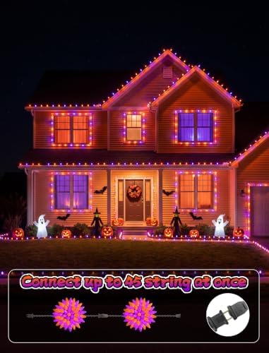 C9 Halloween Lights Outdoor, 32ft LED Purple Orange String Lights - Image 2