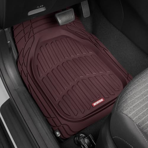 Motor Trend FlexTough Contour Liners Deep Dish 3pc Rubber Floor Mats & Trimmable Trunk Liner Cargo Mat - Heavy Duty All Weather Protection Car Mats with Traction Grips Car Accessories (Burgundy)