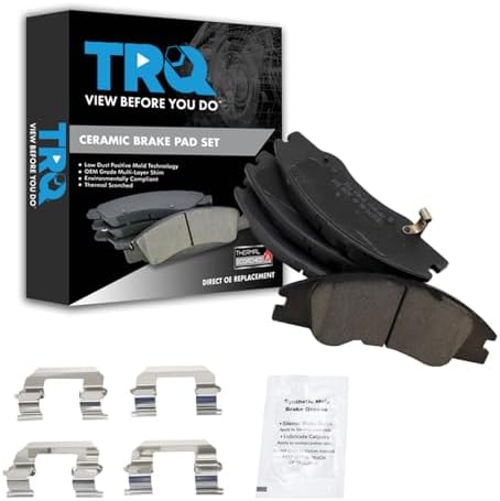 TRQ Front Brake Pads Ceramic Hardware Wear Sensor