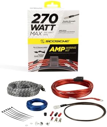 Scosche KPA12CC 12 Gauge Speaker Wire Kit, Complete Car Audio Wiring Kit for Amplifier Installation with Power & Ground Cables, RCA Audio Cable, Speaker Wire, Fuse Holder & Terminals