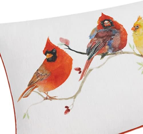 JWH Birds Accent Pillow Case Chenille Cushion Cover Decorative Pillowcase Animal Throw Pillow Cover for Couch Sofa Car Bed Chair Decor Sham 12x20 Inch White Orange - Image 3