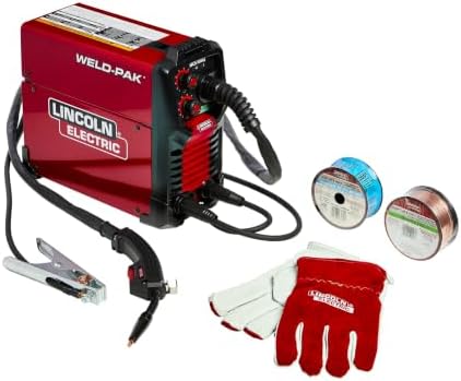 Lincoln Electric Weld-Pak 90i MIG MIG/Flux-Cored Wire Feeder Welder, Extra Large Metal Working Gloves, and MIG & Flux Cored Welding Wire Combo Kit, K5387-9 by LincolnElectric