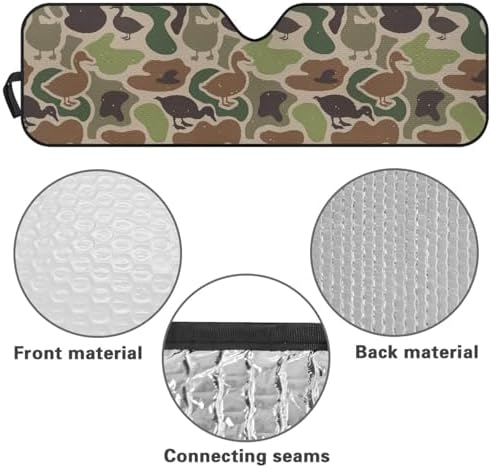 Renewold Duck Camo Green Automotive Windshield Sunshade, Foldable Car Front Window Sun Shade, Blocks Heat UV Rays Sunlight Sun Visor, Keep Cool Shield Cover, for Jeep Wrangler JK JL Gladiator JT
