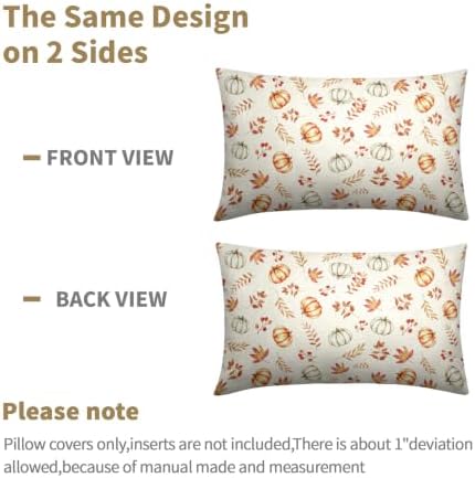 Fall Pumpkin Lumbar Pillow Covers 12x20 Set of 2 Orange Beige Maple Leaves Pattern Outdoor Throw Pillows Covers Autumn Thanksgiving Harvest Decorative Farmhouse Cushion Case for Room Couch Sofa - Image 6