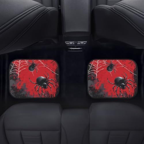 Red Spider Car Carpet Floor Mat Gothic Rubber Heel Pad 4PC Non Slip Car Mats Full Set, Black White Wolf Lover All Weather Auto Mats Fit SUV Truck