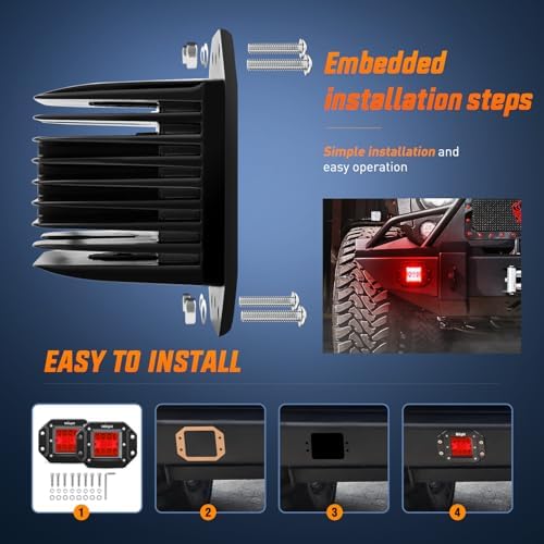 Nilight 2 PCS 42 W Flush Mount LED Light Pods Red Spot Flood Combo Beam