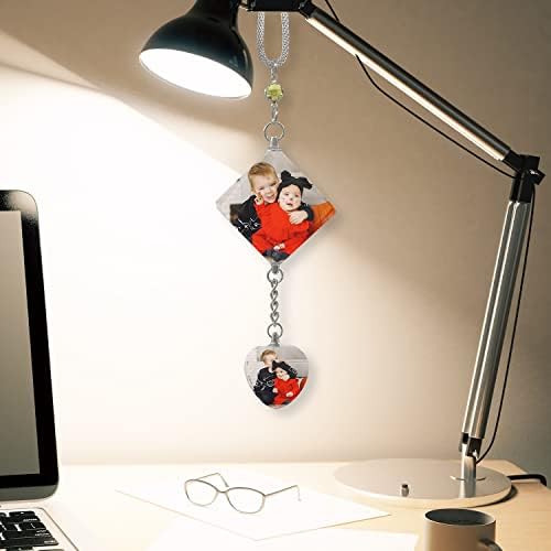 Car Hanging Photo Frame Custom 2 Pictures Car Rearview Mirror Ornaments Personalized Crystal Ornaments Car Mirror Car Decoration Car Daddy Day Best Gift Hanging - Image 5