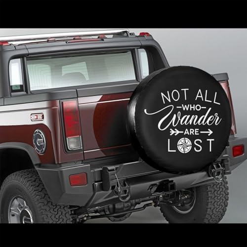 Not All Who Wander are Lost Spare Tire Cover Wheel Tire Covers Weatherproof Waterproof Wheel Tire Protector Dust-Proof Tyre Covers Universal Fit for Trailer RV SUV Camping Truck Off-Road Car 16 Inch