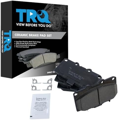 TRQ Front Brake Pads Ceramic Hardware Wear Sensor