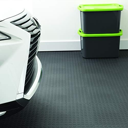 VersaTex Garage Floor 18 x 18 inch Square Plastic Coin Top Interlocking Floor Tiles for Home Gym, Garage Flooring, Trade Show Flooring, Basement Tiles, 24 Pack (Black) - Image 2