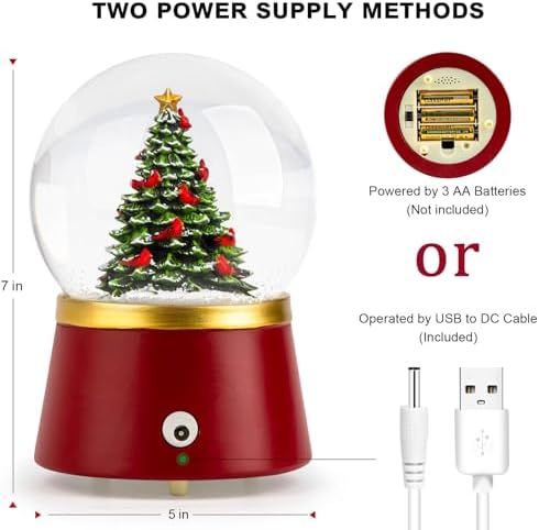 Christmas Snow Globe Lantern Water Glittering Christmas Tree Crown with Music & Timer, USB Lined/Battery Operated Lighted Water Lantern for Christmas Festival Decoration Gifts - Image 5