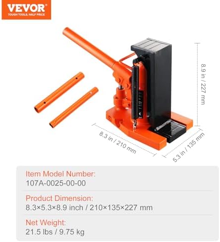 VEVOR Hydraulic Jack, 2.5 Ton Toe Lift, 5 Ton Top Lift, 0.8-5.3 in Toe Height, 8.9-13.4 in Top Height, Air Hydraulic Claw Jack for Machinery, Industry - Image 7