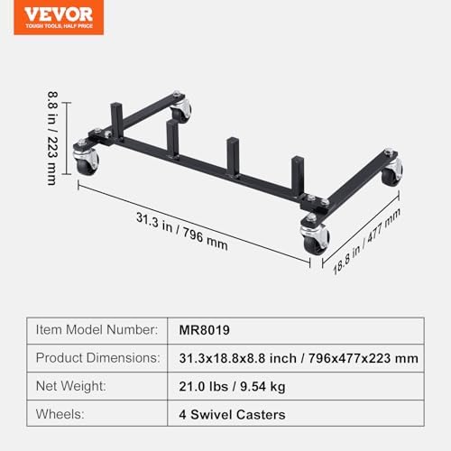 VEVOR Car Dolly Rack, Storage Rack with 360° Rotatable Wheels, Hydraulic Ratchet Trolley Jack Stand Organizer, Jack Stands Holder Storage Rack, 4-Dolly Capacity, Compatible with Most Dollies - Image 7