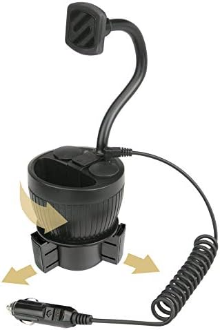Scosche MAGPCUP MagicMount PowerHub Magnetic Car Cup Holder Phone Mount - Strong Magnet Car Mount for iPhone and Android - Secure Magnetic Cell Phone Holder - USB Charging Ports for Multiple Devices