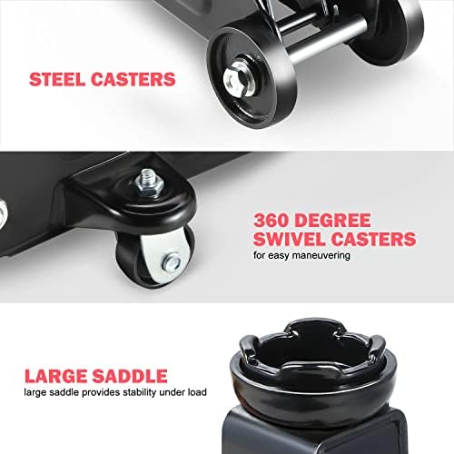 DNA Motoring TOOLS-00234 Low Profile Hydraulic Trolley Service/Floor Jack, 2 Ton (4000 lbs) Capacity, Lifting Range 5.1"-13", Black - Image 5