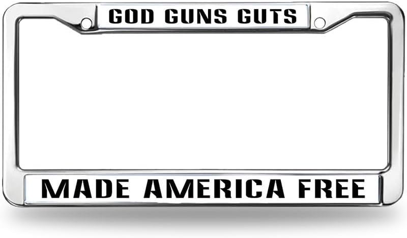 God Made America Free License Plate Frame Religious God Bless America Funny License Plate Frame Cross and Heart Weather-Proof License Plate Frame with Mounting Hardware Kit