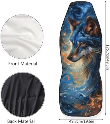 Trippy Galaxy Wolf Print Car Seat Covers Set of 2 Auto Accessories Protectors Car Decor Universal Fit for Car Truck SUV