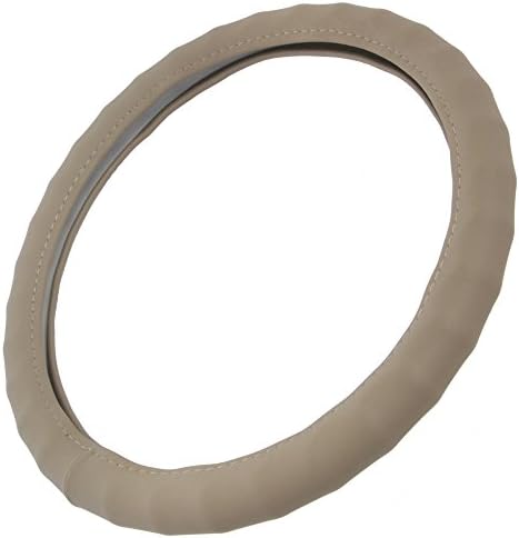 Motor Trend Ergonomic Grip Steering Wheel Cover/Protector for Small Size Steering Wheels in Cars, SUVs, Boats (13.5-14.5") (Genuine Leather (Beige))