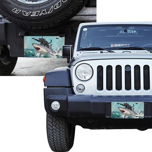 Black Cat Shark Ocean Front License Plate 6" * 12" for Women