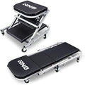 ‎DNA MOTORING TOOLS-00185 36 Inches 2 IN 1 Rolling Folding Car Creeper/Seat, 6 Pcs 2" Casters, 150kg Weight Capacity, Gray by DNAMOTORING-Tools