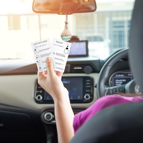 Boao 50Set Hanging Car Freshener Diffuser Bottle, White Card Water Droplet