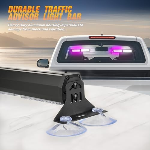 Nilight 40LED Purple White Emergency Strobe Traffic Advisor Light Bar with Suction Cups Dash Safety Warning Hazard Flashing Lights Interior Front/Rear Windshield for Trucks Construction Vehicles