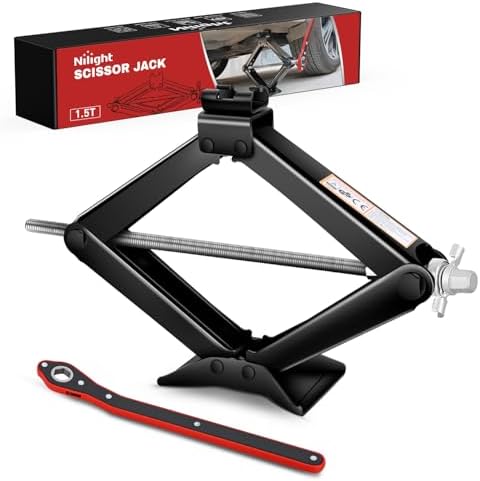 Nilight Scissor Jack for Car 1.5 Ton 3307 lb Lift Jack Kit w Ratchet Wrench by Nilight