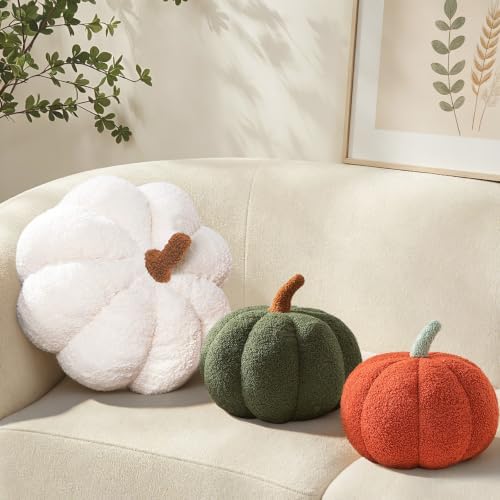 Fall Pumpkin Shape Pillow Set of 3,3D Pumpkin Halloween Decor Pillows Sets by Eoieov