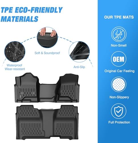 Nilight Floor Mat for Chevy Silverado GMC Sierra 1500 Crew Cab 2014-2018