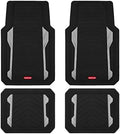 Rubbermaid Car Floor Mat, Heavy Duty All-Weather Car Mats Full Set with Dual-Tone Sliver Aluminum Inserts – Universal Fit, Anti-Slip Backing, Trim-to-Fit for Most SUV, Sedan, Van